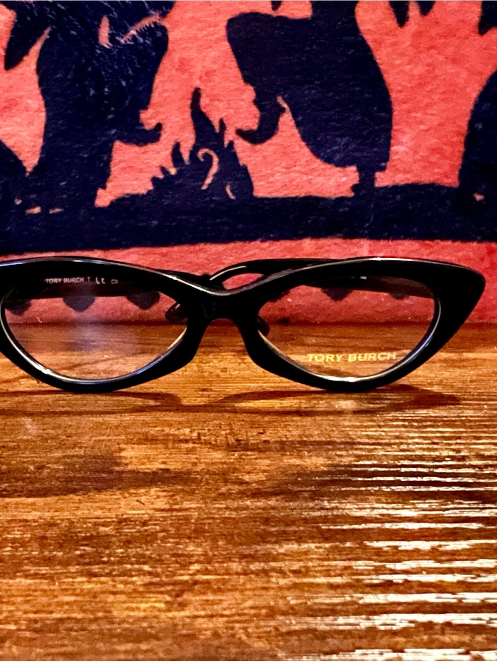 Tory Burch Black Cat-Eye Glasses with Gold Logo